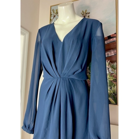 Topshop Navy Blue Chiffon Pleated Front Flowy Playsuit Romper Size 12 Large - Picture 2 of 4